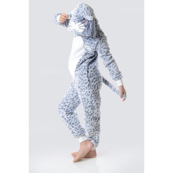 Kids Leopard Animal Onesie Plush Pajama